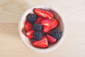 Fresh Strawberries and Blackberries in Little Bowl