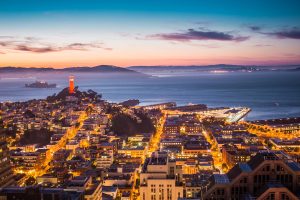 Coit Tower, Alcatraz and Part of San Francisco Bay