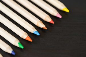 Colored Pencils in a Row with Room for Text