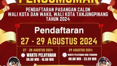 Pilwako Tanjungpinang, KPU Kota Tanjungpinang Buka Pendaftaran Selama Tiga Hari